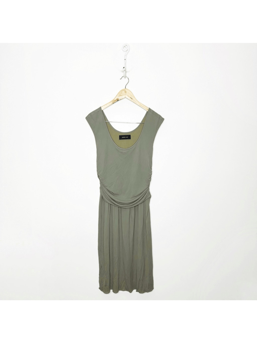 DEREK LAM cap sleeve ruched a line dress green knee length italy womens US 10